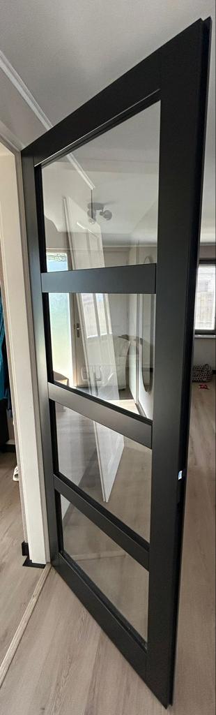 Zwarte opdek binnendeur 230x93 cm rechtsdraaiend, Doe-het-zelf en Verbouw, Deuren en Horren, Ophalen, Gebruikt, 80 tot 100 cm