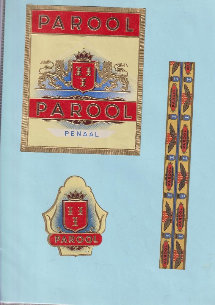 sigarenbanden - ETIKETTEN - PAROOL, Ophalen of Verzenden, Zo goed als nieuw, Sigarenbandjes