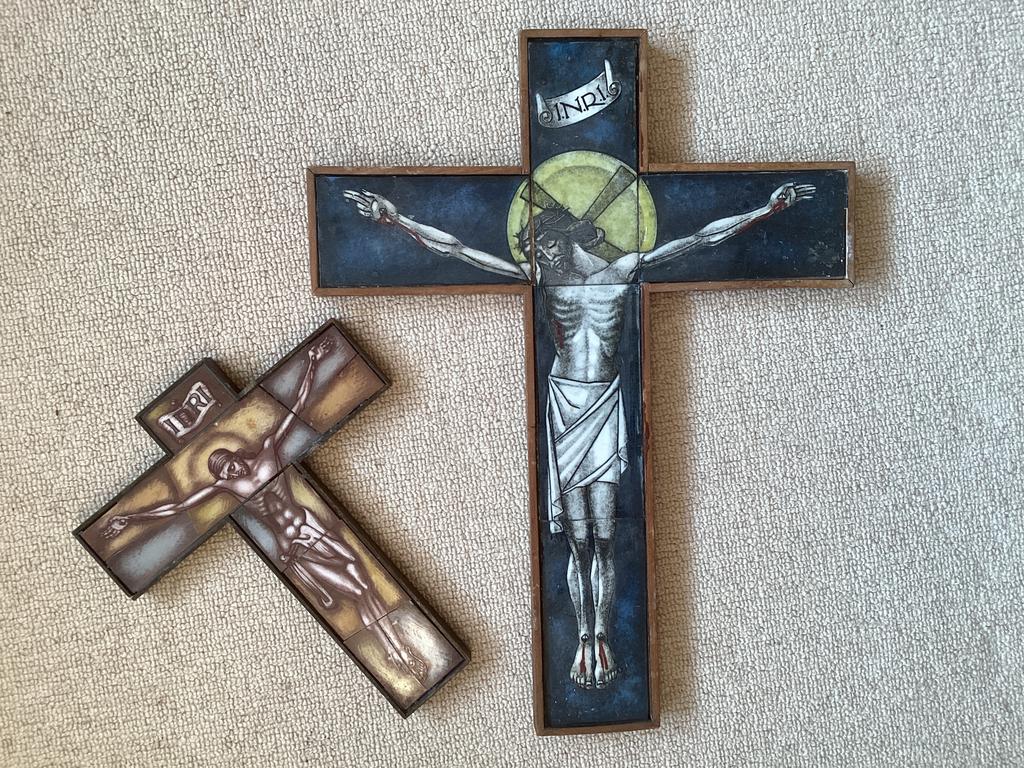 Opaline Christus aan het kruis // klein hoog 25x20.5 cm, Ophalen of Verzenden