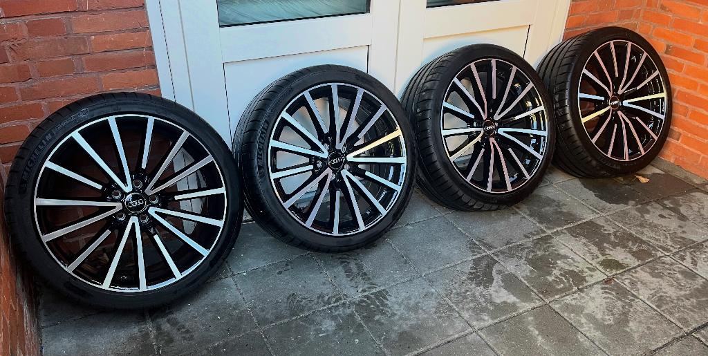 Originele Audi S4 velgen + Michelin Pilot Sport 4S banden, Gebruikt, 255 mm, Banden en Velgen, Personenwagen