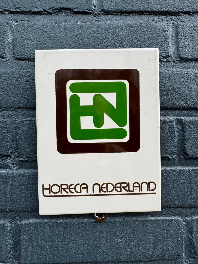 Vintage Horeca Nederland emaille gevelbord, Ophalen, Reclamebord, Gebruikt, .