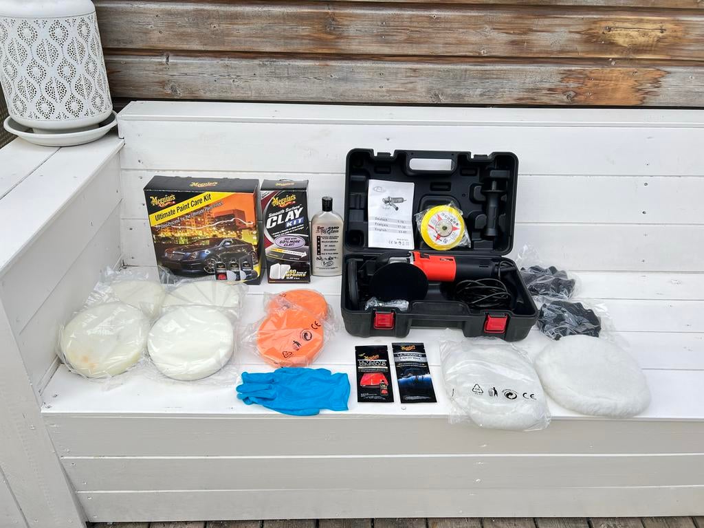 Excentrische polijstmachine 710W met accessoires, Auto diversen, Onderhoudsmiddelen, Ophalen of Verzenden