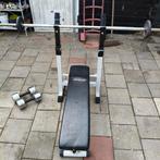 Bankdrukset halterbank, stang, schijven en dumbbells, Ophalen, Gebruikt, Krachtstation, Metaal