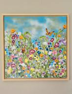 Bloemenveld Schilderij 'vreugde'- 80x80 cm met Baklijst, Ophalen of Verzenden