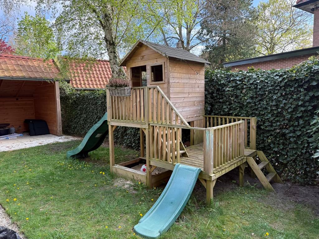 Speelhuisje / Tuinhuisje (Welles Tuinhout - Safari/Panter), Kinderen en Baby's, Ophalen, Gebruikt, Zandbak