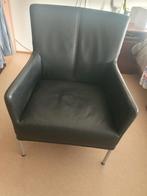 Lederen fauteuil  van piloot leer zwart, Gebruikt, Ophalen of Verzenden, 75 tot 100 cm, Leer