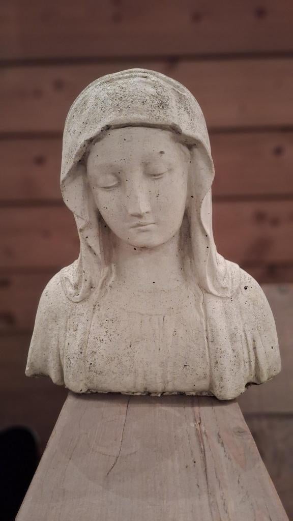 Klassieke stenen buste – decoratief beeld, Antiek en Kunst, Kunst | Beelden en Houtsnijwerken, Ophalen, Buste, 20 - 50 cm, Wit