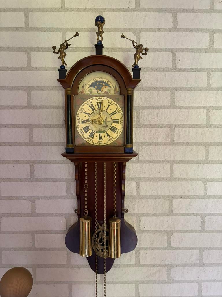 Mooie Telma Friese Staartklok - Met Maanstand & Atlas, Ophalen of Verzenden