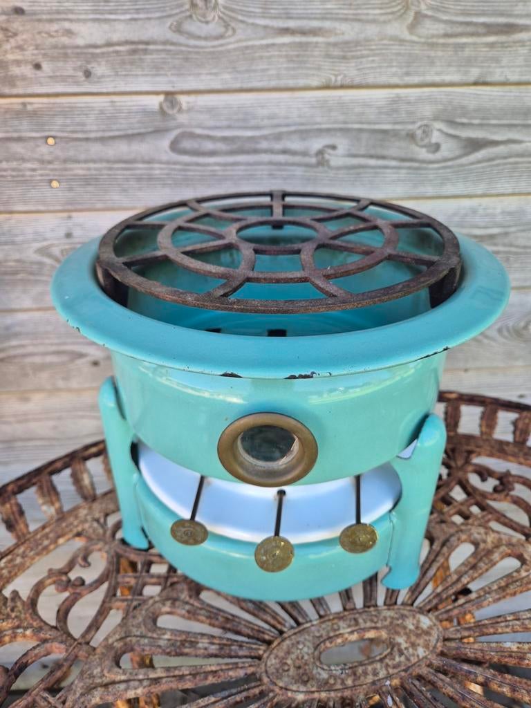 Prachtig oud mintgroen emaille petroleumstel, Antiek en Kunst, Ophalen