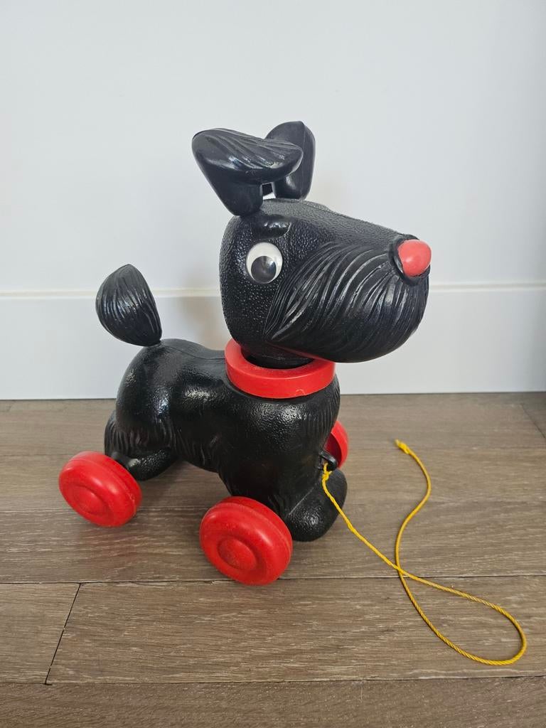 Vintage trekdier hondje - Retro speelgoed, Ophalen, Zo goed als nieuw, Jongen of Meisje