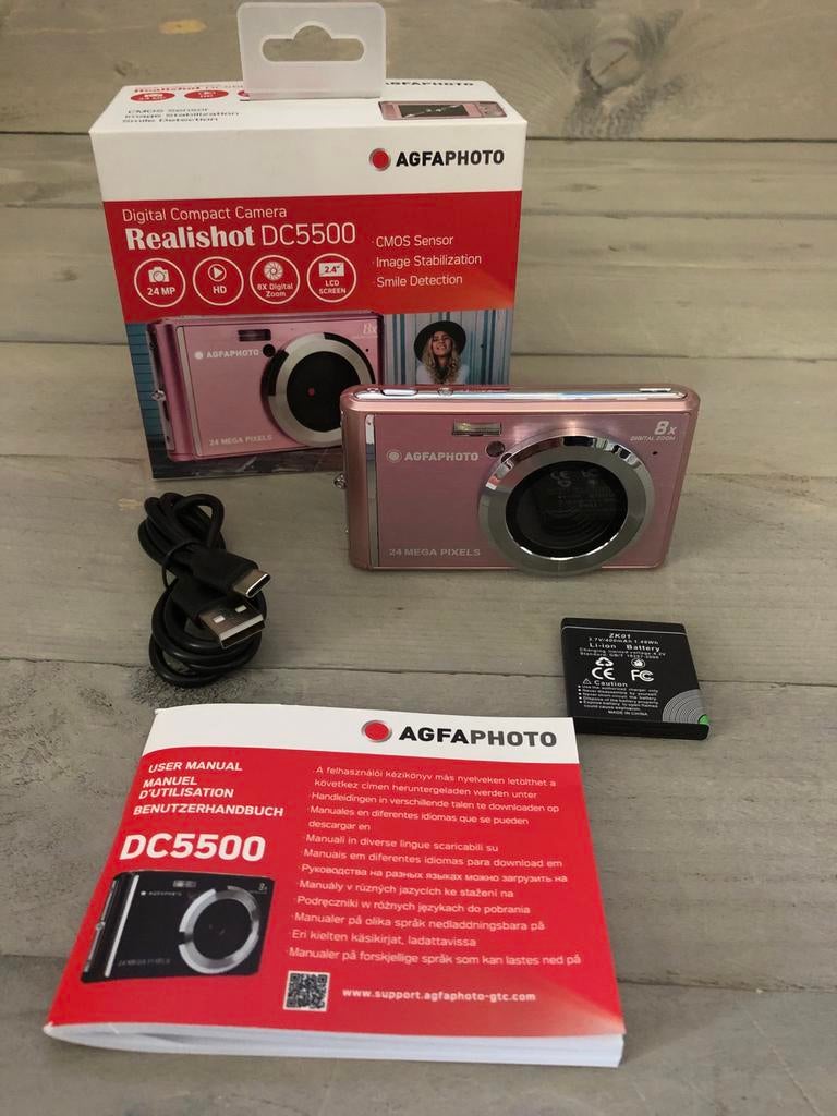 AgfaPhoto Compact DC5500 - 24 MP HD Camera Roze, Compact, Nieuw, Ophalen of Verzenden, Nvt