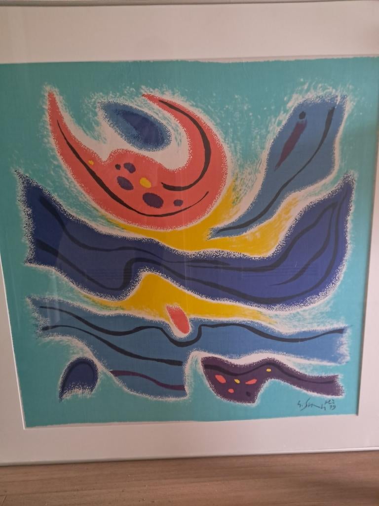 Gustave Singier Paris zeefdruk op linnen 80 x 80, Antiek en Kunst, Kunst | Litho's en Zeefdrukken, Ophalen