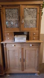 Antieke grenen buffetkast., Ophalen, Gebruikt, 25 tot 50 cm, 200 cm of meer