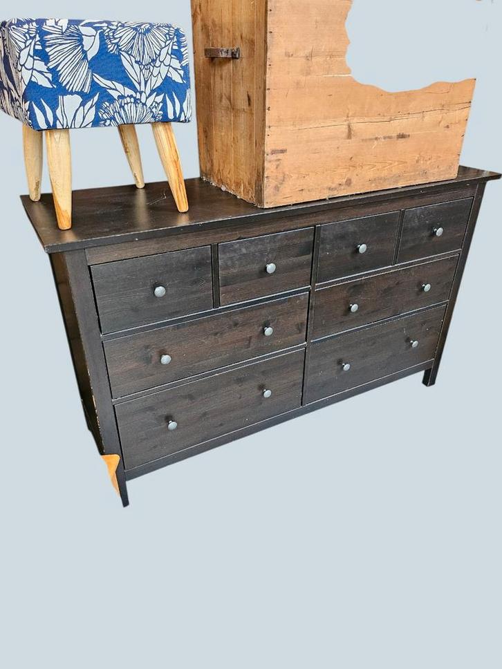 Zwarte ladekast met 9 laden, Huis en Inrichting, Kasten | Ladekasten, Gebruikt, 100 tot 150 cm, 150 tot 200 cm, 25 tot 50 cm, Overige houtsoorten