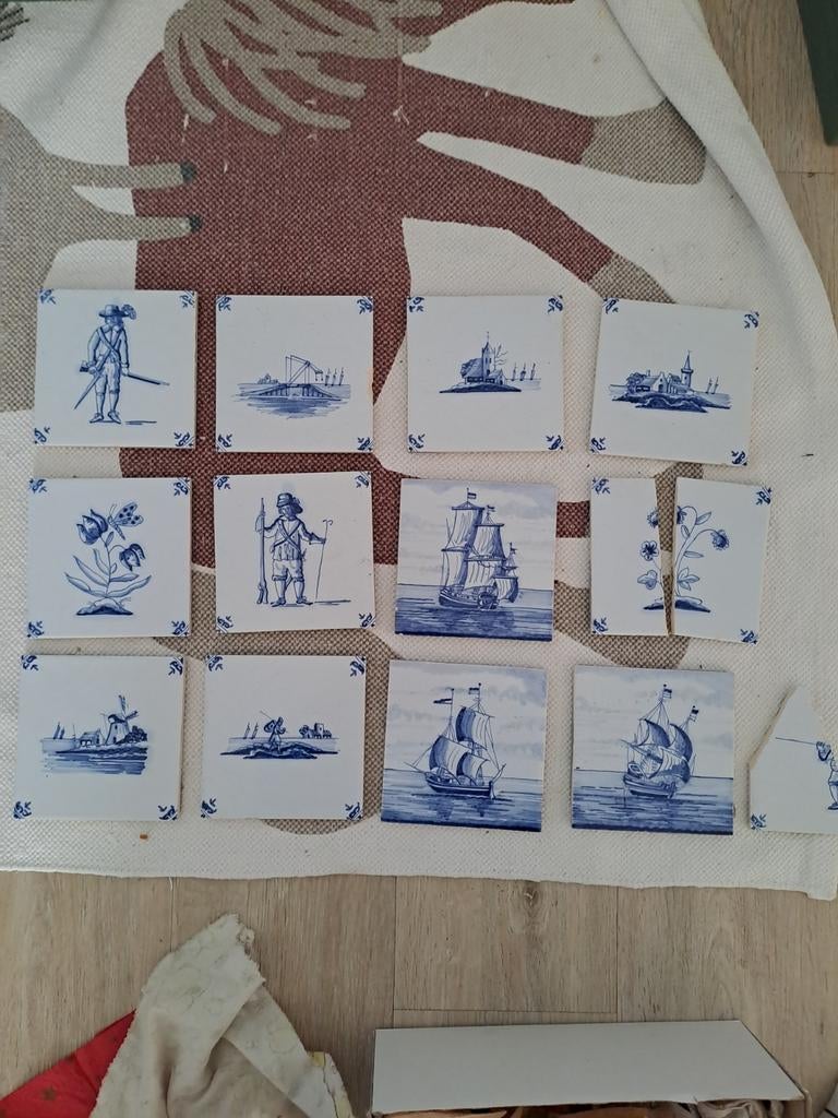 Verschillende blauwe tegeltjes, Antiek en Kunst, Antiek | Wandborden en Tegels, Ophalen of Verzenden