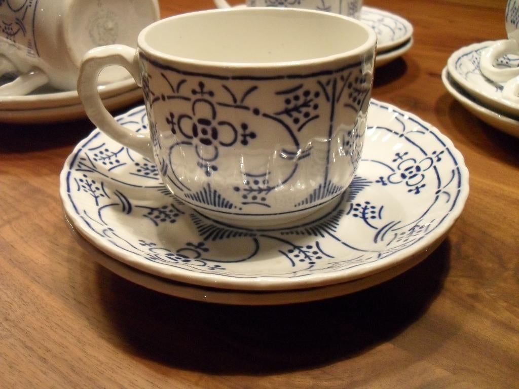 Servies Blau Saks Societé Ceramique Maestricht 8 stuks, Antiek en Kunst, Ophalen of Verzenden