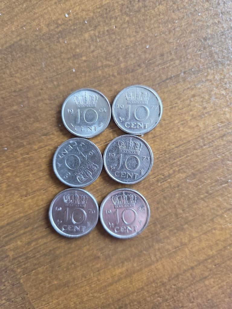 6 Nederlandse 10 cent munten Koningin Juliana, Postzegels en Munten, Munten | Nederland, Ophalen of Verzenden