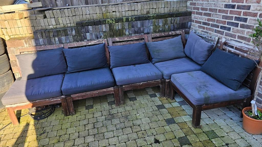 Ikea loungeset - Gebruikt, moet opnieuw gebeitst, Tuin en Terras, Tuinsets en Loungesets, Ophalen of Verzenden