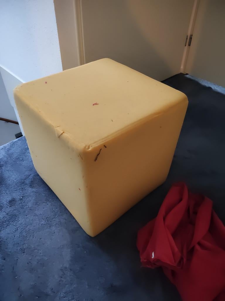 Stevige Schuimrubber Zitpoef / Kubus 45x45x45cm dobbelsteen, Ophalen, Minder dan 50 cm, Gebruikt, Vierkant