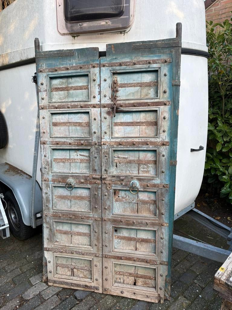 Stoere set van 2 oude deuren uit India., Ophalen, Gebruikt, Decoratieobject, Nvt