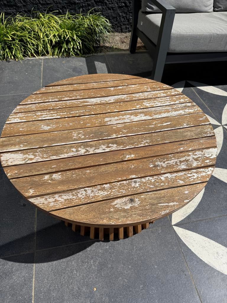 Ronde houten salontafel voor buiten, Ophalen, Gebruikt, Rond, Hout