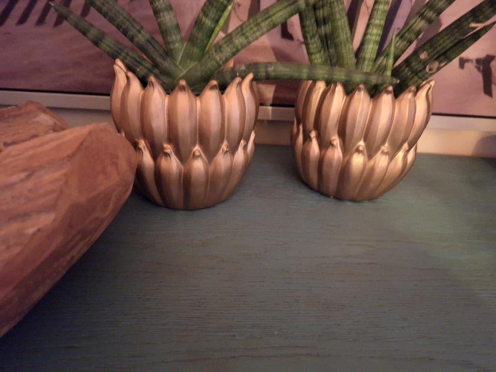 Bloempot goud bananen, Rond, Binnen, Ophalen of Verzenden, Zo goed als nieuw