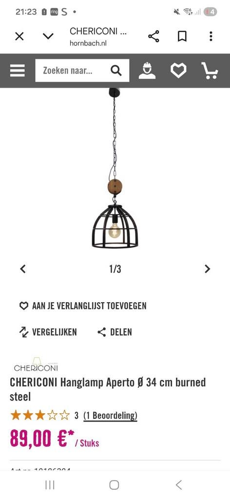 CHERICONI Hanglamp Aperto Ø 34 cm burned steel, Huis en Inrichting, Lampen | Hanglampen, 50 tot 75 cm, Industrieel, Modern, Ophalen of Verzenden