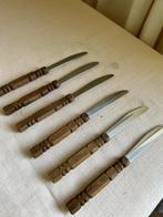 Vintage mesjes stainless steel, houten handgreep, set van 6, Huis en Inrichting, Keuken | Bestek, Ophalen of Verzenden, Rvs of Chroom