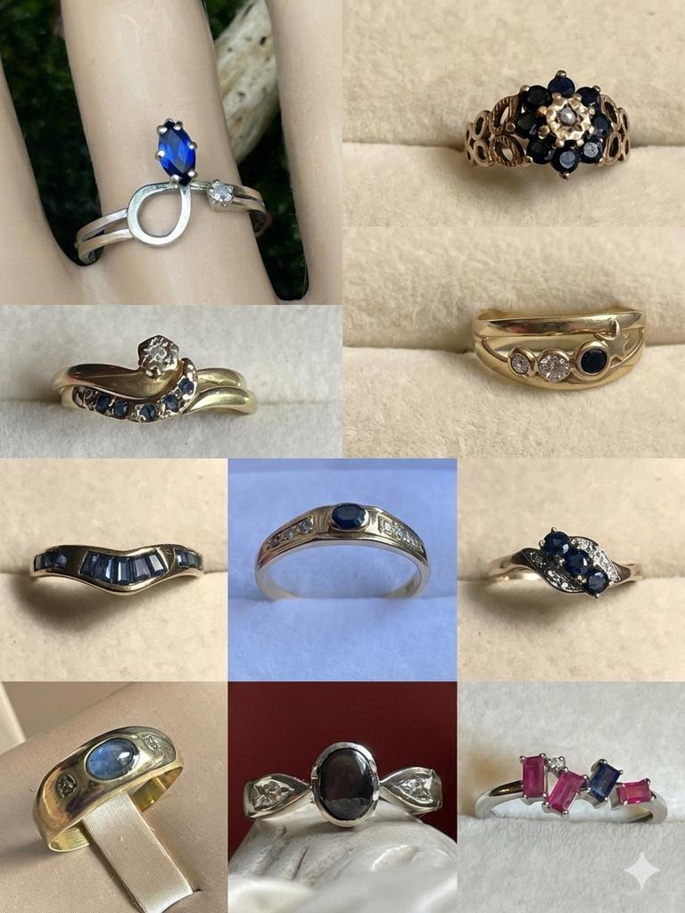 Gouden ringen met saffier, Gebruikt, Ophalen of Verzenden, 17 tot 18, Nvt