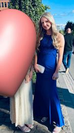 Blauwe gala jurk met open rug zo goed als nieuw, Kleding | Dames, Jurken, Blauw, Ophalen of Verzenden, Maat 36 (S), Gedragen