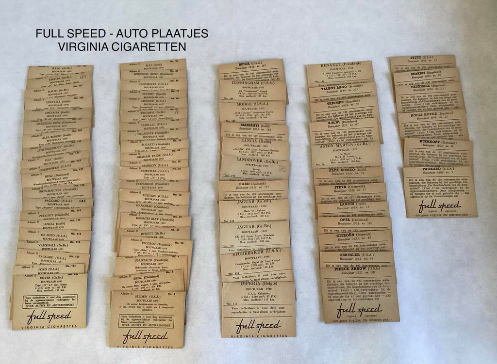 Albumplaatjes auto’s Full Speed - Virginia cigaretten, Ophalen of Verzenden, Auto's