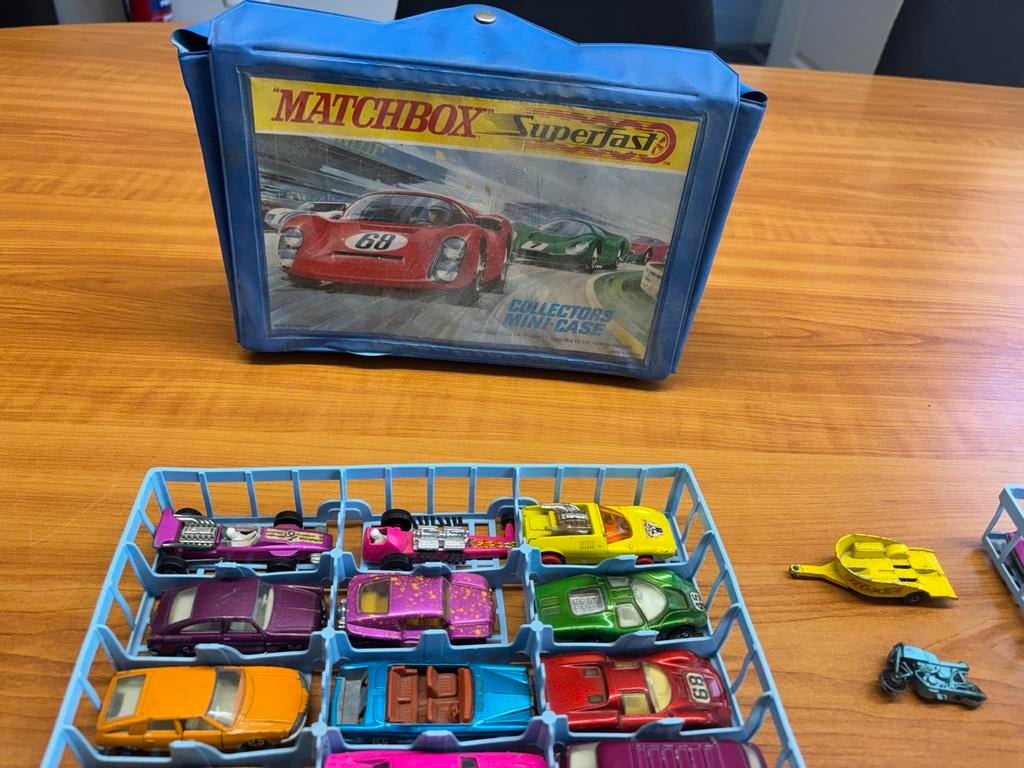 Vintage Matchbox Superfast Miniatuur Auto's met Koffer, Hobby en Vrije tijd, Ophalen of Verzenden, Gebruikt, Auto, Matchbox