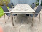 Bernstein tuinset RVS Teak textileen, Ophalen, Gebruikt, Eettafel, 6 zitplaatsen