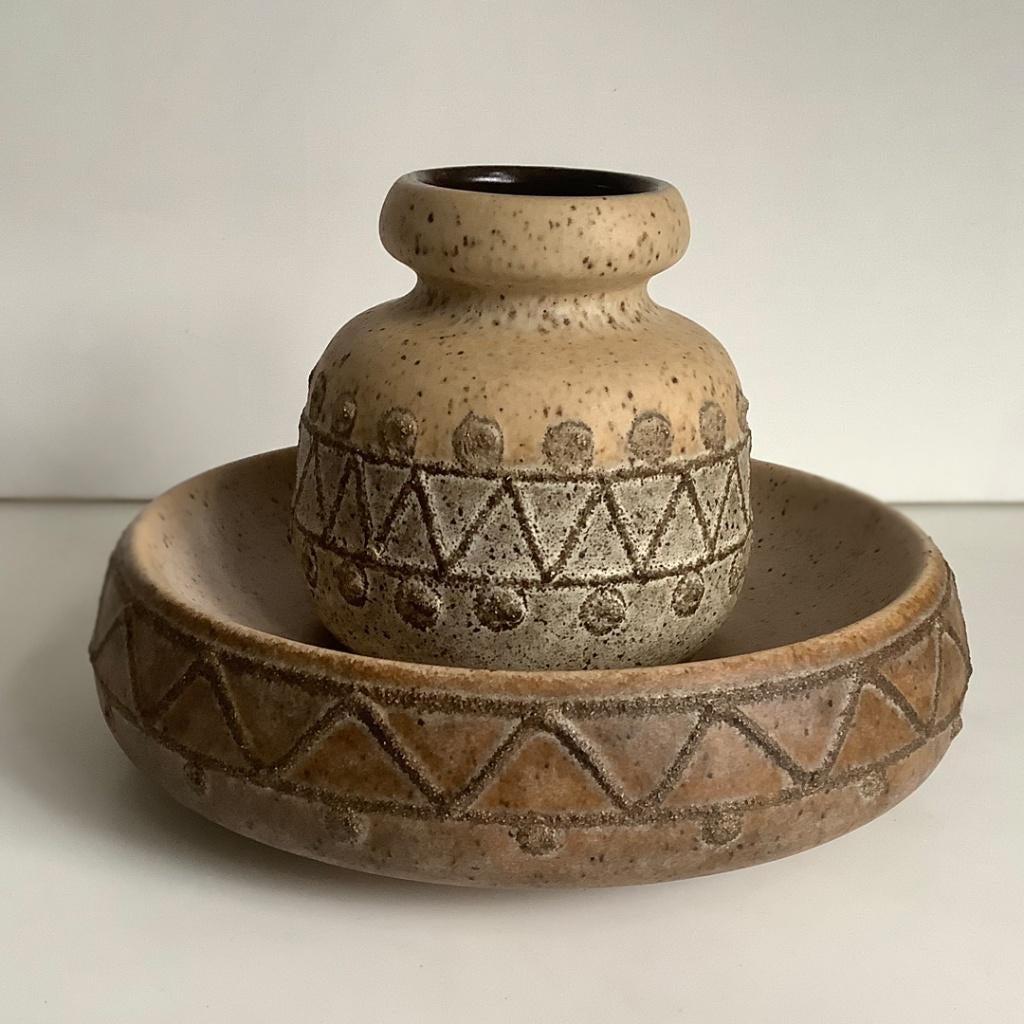 Vintage vaas en schaal VEB Haldensleben Oost-Duitsland DDR, Verzenden, Huis en Inrichting