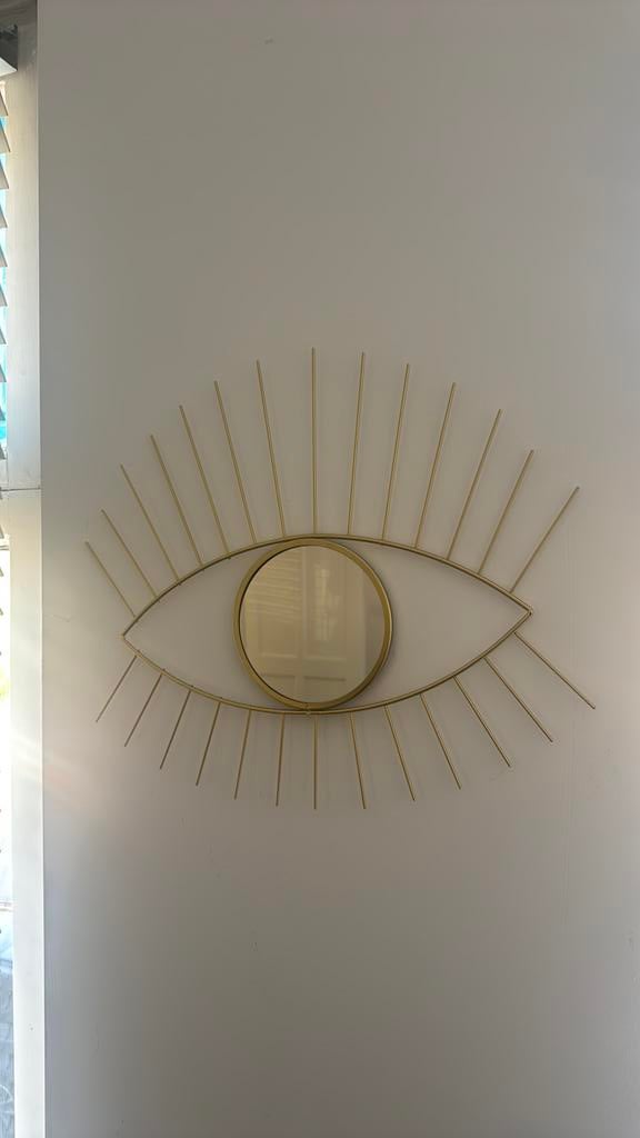 Goud Oog Spiegel Van Ijzer, Huis en Inrichting, Woonaccessoires | Spiegels, Ophalen, Zo goed als nieuw, Rechthoekig, Minder dan 100 cm