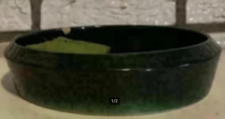 Groene ronde bloemenschaal, schaal bloemstukje, bloempot, Gebruikt, Rond, Ophalen of Verzenden, Balkon