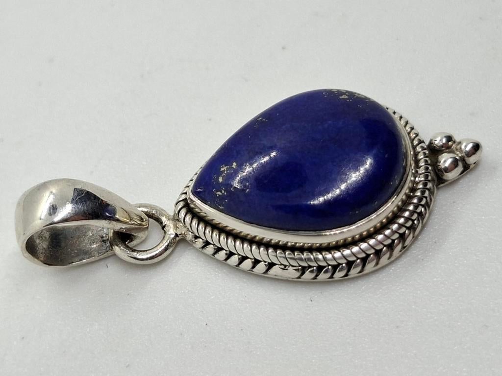 Zilveren kettinghanger met blauwe Lapis Lazuli - 925, Overige voorstellingen, Blauw, Ophalen of Verzenden, Zo goed als nieuw