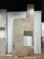Luxe Keramische keukenblad marmerlook, Ophalen, Bruin, 100 tot 150 cm, Zo goed als nieuw
