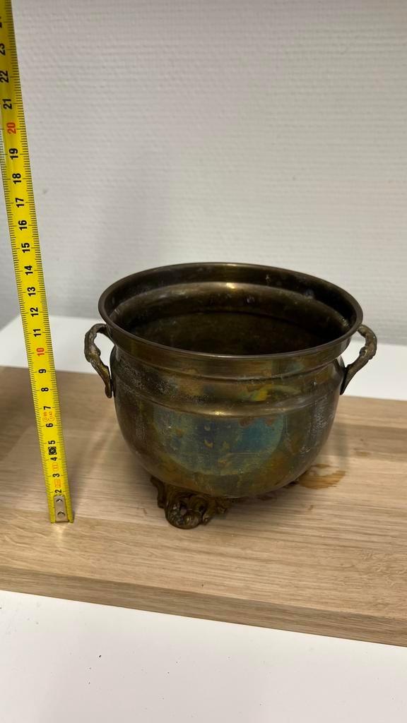 Vintage Messing Bloempot op Pootjes – Antieke Uitstraling, Antiek en Kunst, Antiek | Koper en Brons, Ophalen of Verzenden