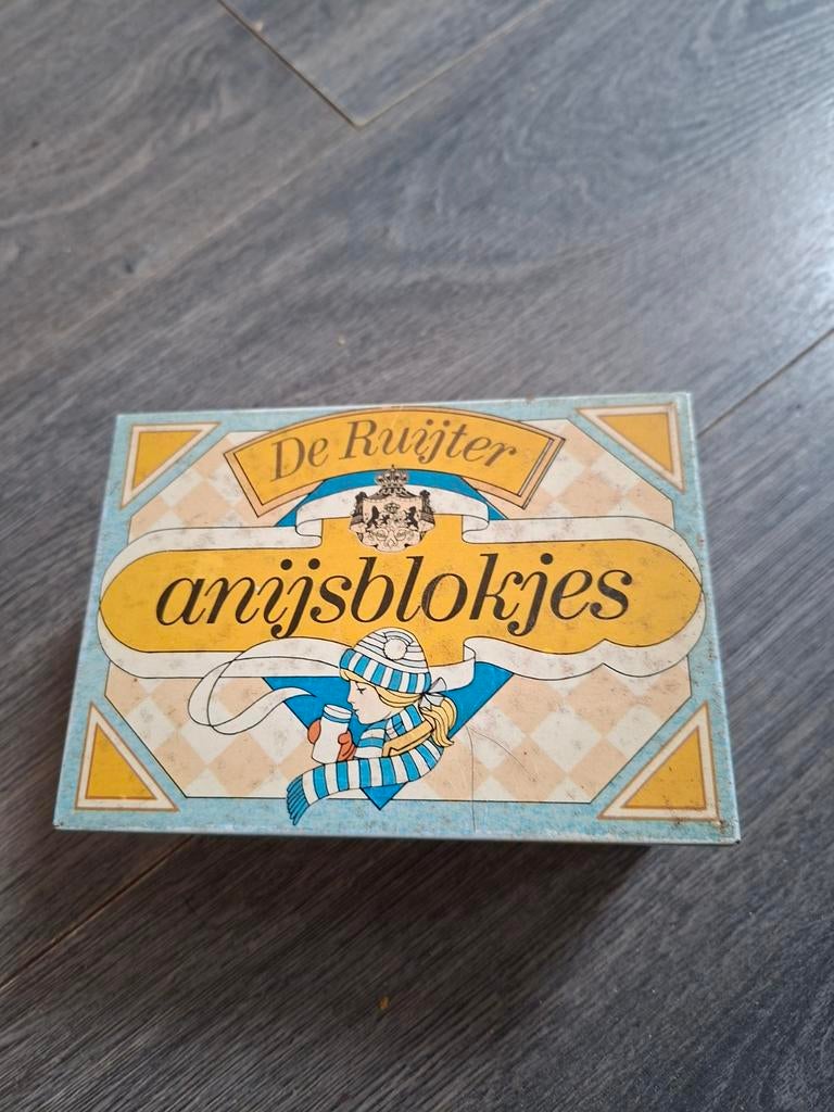 Vintage De Ruijter Anijsblokjes Blikje, Verzamelen, Blikken, Gebruikt, Overige, Overige merken, Ophalen of Verzenden