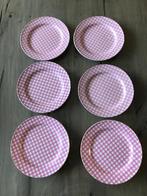 6 (gebaks)bordjes At home with Marieke roze/wit, Ophalen of Verzenden, Zo goed als nieuw, Bord(en), Overige stijlen
