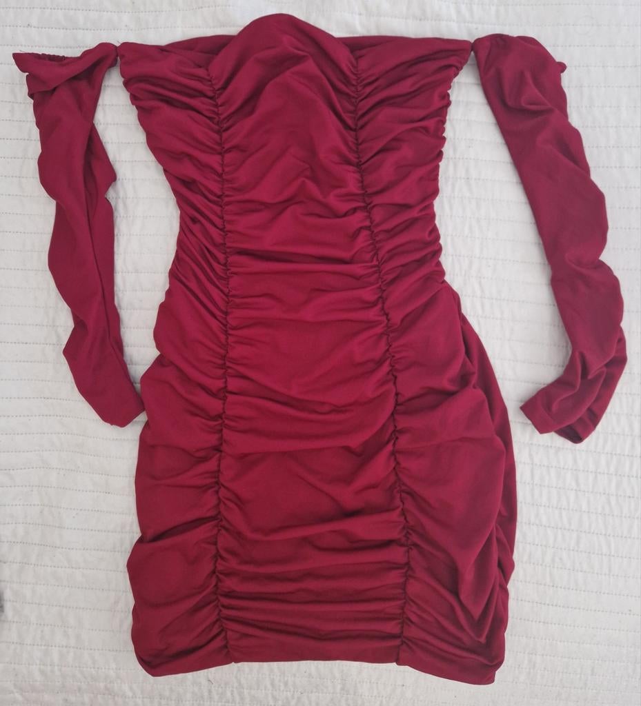 Jurk bordeaux rood maat m maat 38 feest jurken kerst, Maat 38/40 (M), Verzenden, Cocktailjurk, Zo goed als nieuw