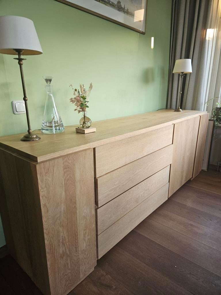 Dressoir, massief blank eiken, Ophalen, Gebruikt, 25 tot 50 cm, 200 cm of meer