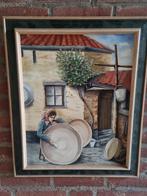 Gesigneerd olieverfschilderij: vrouw met schalen, Antiek en Kunst, Kunst | Schilderijen | Klassiek, Ophalen of Verzenden