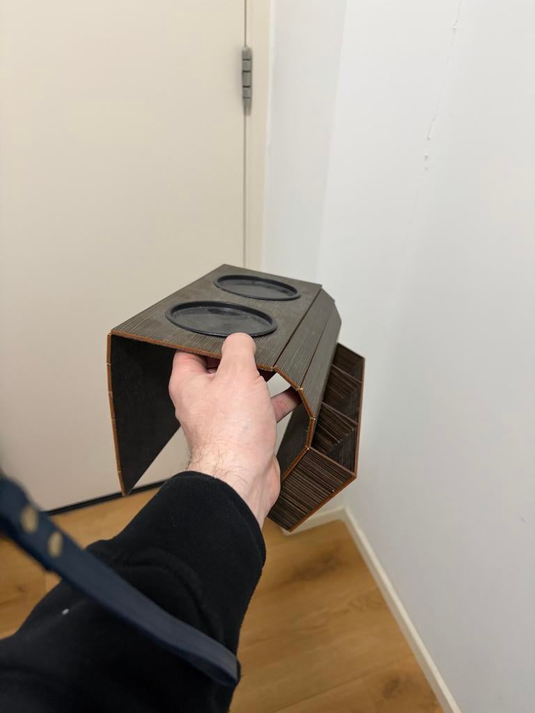 2x Houten bankstel organizer met bekerhouders, Ophalen of Verzenden, Gebruikt, Bruin, Hout