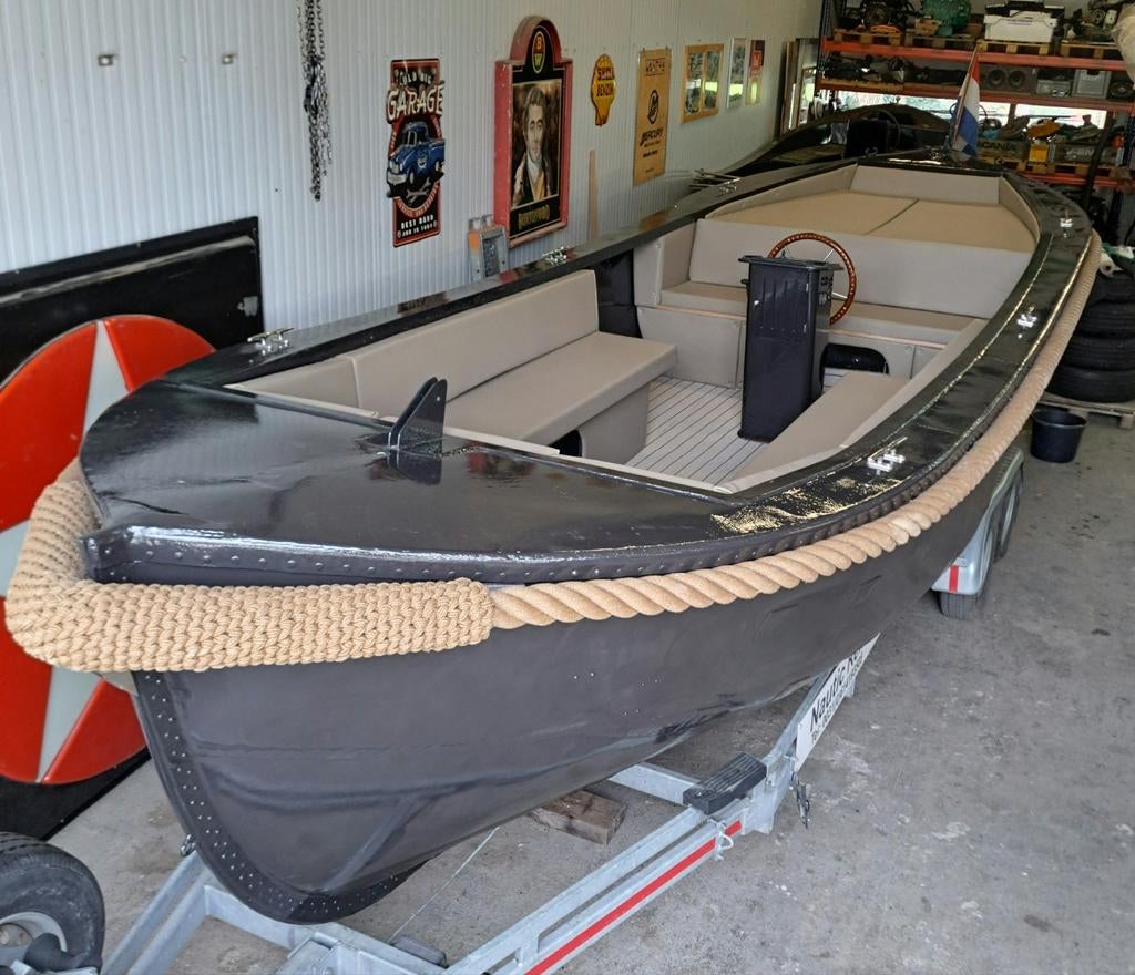 Prachtige Robuuste klassieke stalen Reddingssloep 8 meter, Watersport en Boten, Sloepen, Ophalen, 10 tot 30 pk, Gebruikt, Staal