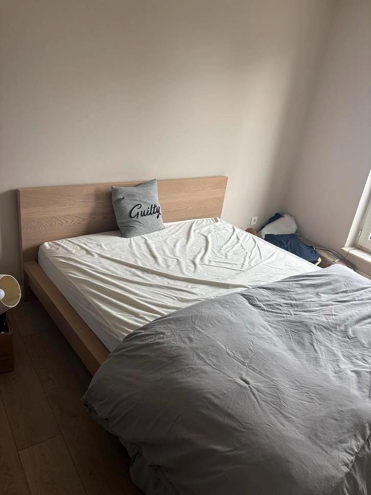 Ikea Malm bed 160x200 + matras, Huis en Inrichting, Slaapkamer | Bedden, Gebruikt, Tweepersoons, 160 cm, 200 cm, Hout, Bruin, Ophalen