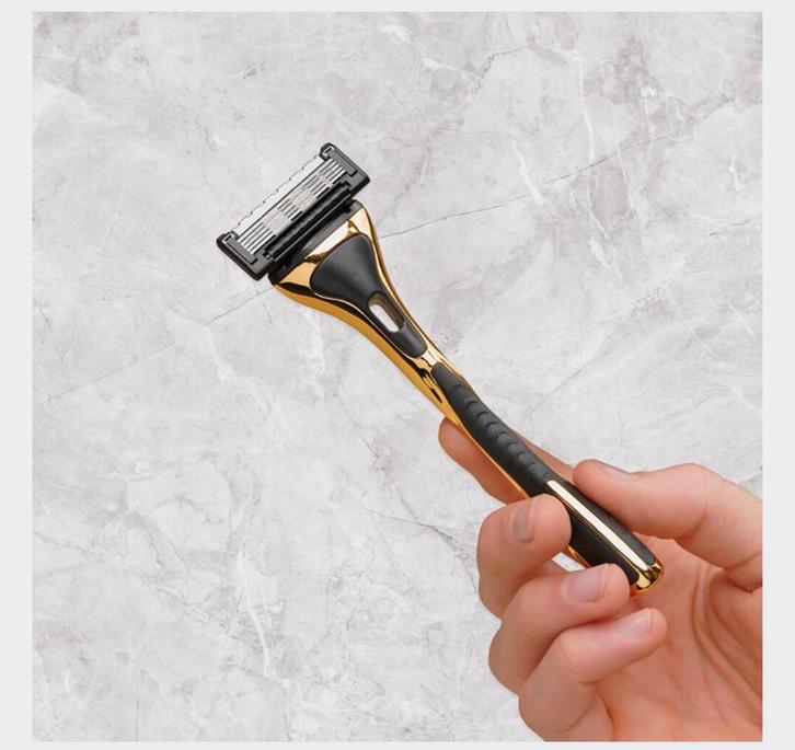 Barberklingen Vergulde Scheermeshouder + Mesjes, Sieraden, Tassen en Uiterlijk, Uiterlijk | Lichaamsverzorging, Nieuw, Bad & Douche