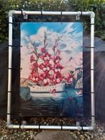 Tuinposter "Flowership" met een frame van steigerbuis, Tuin en Terras, Ophalen, Zo goed als nieuw