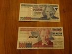 Oude biljetten Turkse Lira / 250.000 en 1.000.000, Ophalen of Verzenden, Overige landen, Los biljet